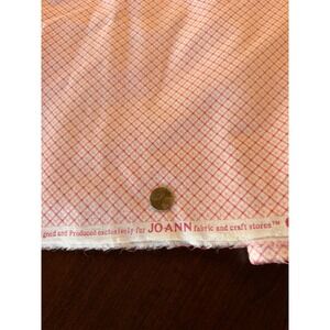 Vintage JOANN Fabric Pink Lattice Floral Cotton Quilting Craft Material 2.5 Yd
